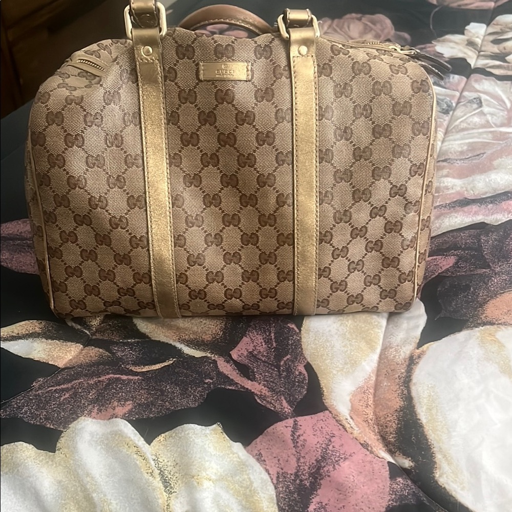 Gucci Brown and Gold Monogram Bag